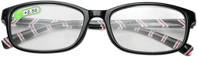 Daiso Square Stripe Reading Glasses +2.5 Magnification - Black - Image 1